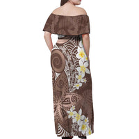 Mocha Mousse Polynesian Tribal Frangipani Tropical Vibe Off Shoulder Maxi Dress LT14 - Polynesian Pride