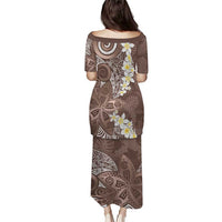 Mocha Mousse Polynesian Tribal Frangipani Tropical Vibe Puletasi LT14 - Polynesian Pride