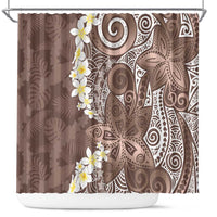 Mocha Mousse Polynesian Tribal Frangipani Tropical Vibe Shower Curtain