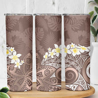 Mocha Mousse Polynesian Tribal Frangipani Tropical Vibe Skinny Tumbler LT14 - Polynesian Pride