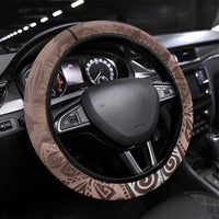 Mocha Mousse Polynesian Tribal Frangipani Tropical Vibe Steering Wheel Cover LT14 Universal Fit Mocha Mousse - Polynesian Pride