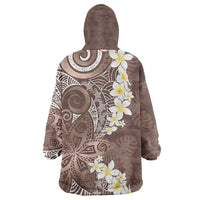 Mocha Mousse Polynesian Tribal Frangipani Tropical Vibe Wearable Blanket Hoodie LT14 - Polynesian Pride