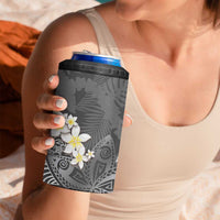 Gray Polynesian Tribal Frangipani Tropical Vibe 4 in 1 Can Cooler Tumbler LT14 - Polynesian Pride