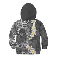 Gray Polynesian Tribal Frangipani Tropical Vibe Kid Hoodie