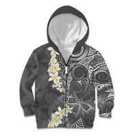 Gray Polynesian Tribal Frangipani Tropical Vibe Kid Hoodie