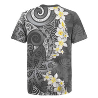 Gray Polynesian Tribal Frangipani Tropical Vibe Rugby Jersey