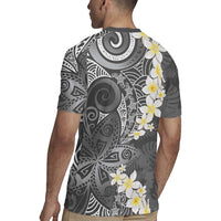 Gray Polynesian Tribal Frangipani Tropical Vibe Rugby Jersey