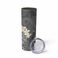 Gray Polynesian Tribal Frangipani Tropical Vibe Skinny Tumbler