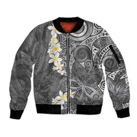 Gray Polynesian Tribal Frangipani Tropical Vibe Sleeve Zip Bomber Jacket LT14 Unisex Gray - Polynesian Pride