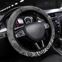 Gray Polynesian Tribal Frangipani Tropical Vibe Steering Wheel Cover LT14 Universal Fit Gray - Polynesian Pride