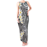 Gray Polynesian Tribal Frangipani Tropical Vibe Tank Maxi Dress LT14 Women Gray - Polynesian Pride