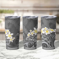 Gray Polynesian Tribal Frangipani Tropical Vibe Tumbler Cup LT14 - Polynesian Pride