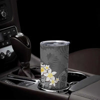 Gray Polynesian Tribal Frangipani Tropical Vibe Tumbler Cup LT14 - Polynesian Pride