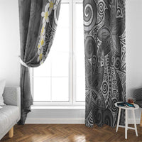 Gray Polynesian Tribal Frangipani Tropical Vibe Window Curtain LT14 - Polynesian Pride