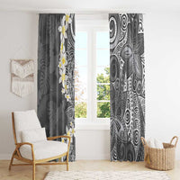Gray Polynesian Tribal Frangipani Tropical Vibe Window Curtain LT14 - Polynesian Pride