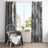 Gray Polynesian Tribal Frangipani Tropical Vibe Window Curtain LT14 - Polynesian Pride