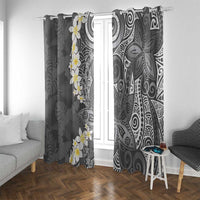 Gray Polynesian Tribal Frangipani Tropical Vibe Window Curtain LT14 With Grommets Gray - Polynesian Pride