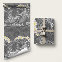 Gray Polynesian Tribal Frangipani Tropical Vibe Wrapping Paper LT14 58" × 23" Gray - Polynesian Pride