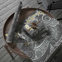 Gray Polynesian Tribal Frangipani Tropical Vibe Wrapping Paper LT14 - Polynesian Pride