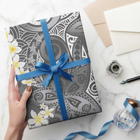 Gray Polynesian Tribal Frangipani Tropical Vibe Wrapping Paper LT14 - Polynesian Pride