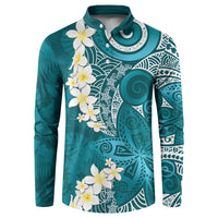 Cyan Polynesian Tribal Frangipani Tropical Vibe Button Sweatshirt LT14 Cyan - Polynesian Pride