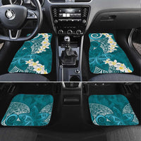 Cyan Polynesian Tribal Frangipani Tropical Vibe Car Mats LT14 Set 4pcs Cyan - Polynesian Pride