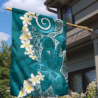 Cyan Polynesian Tribal Frangipani Tropical Vibe Garden Flag LT14 - Polynesian Pride