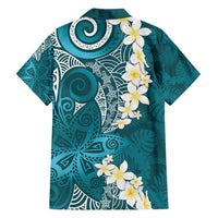 Cyan Polynesian Tribal Frangipani Tropical Vibe Hawaiian Shirt LT14 - Polynesian Pride