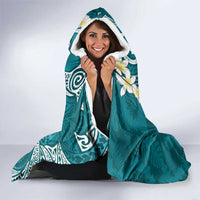 Cyan Polynesian Tribal Frangipani Tropical Vibe Hooded Blanket LT14 - Polynesian Pride