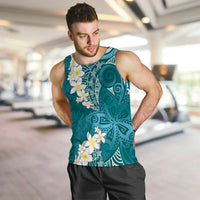 Cyan Polynesian Tribal Frangipani Tropical Vibe Men Tank Top LT14 Cyan - Polynesian Pride