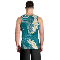 Cyan Polynesian Tribal Frangipani Tropical Vibe Men Tank Top LT14 - Polynesian Pride