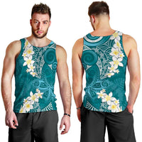 Cyan Polynesian Tribal Frangipani Tropical Vibe Men Tank Top LT14 - Polynesian Pride