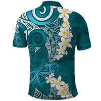Cyan Polynesian Tribal Frangipani Tropical Vibe Polo Shirt
