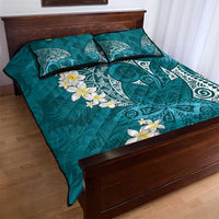 Cyan Polynesian Tribal Frangipani Tropical Vibe Quilt Bed Set LT14 - Polynesian Pride