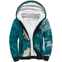 Cyan Polynesian Tribal Frangipani Tropical Vibe Sherpa Hoodie LT14 Unisex Cyan - Polynesian Pride