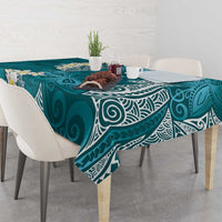 Cyan Polynesian Tribal Frangipani Tropical Vibe Tablecloth LT14 - Polynesian Pride