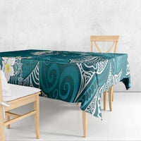 Cyan Polynesian Tribal Frangipani Tropical Vibe Tablecloth LT14 - Polynesian Pride