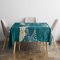 Cyan Polynesian Tribal Frangipani Tropical Vibe Tablecloth LT14 - Polynesian Pride