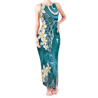 Cyan Polynesian Tribal Frangipani Tropical Vibe Tank Maxi Dress LT14 Women Cyan - Polynesian Pride