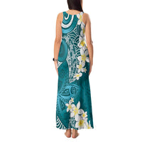 Cyan Polynesian Tribal Frangipani Tropical Vibe Tank Maxi Dress LT14 - Polynesian Pride