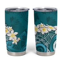 Cyan Polynesian Tribal Frangipani Tropical Vibe Tumbler Cup LT14 Cyan - Polynesian Pride