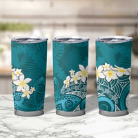 Cyan Polynesian Tribal Frangipani Tropical Vibe Tumbler Cup LT14 - Polynesian Pride