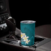 Cyan Polynesian Tribal Frangipani Tropical Vibe Tumbler Cup LT14 - Polynesian Pride
