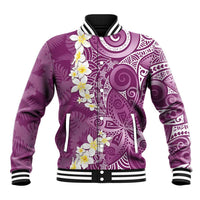 Pink Polynesian Tribal Frangipani Tropical Vibe Baseball Jacket LT14 Unisex Pink - Polynesian Pride
