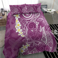 Pink Polynesian Tribal Frangipani Tropical Vibe Bedding Set