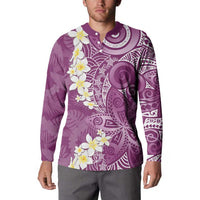 Pink Polynesian Tribal Frangipani Tropical Vibe Button Sweatshirt LT14 - Polynesian Pride