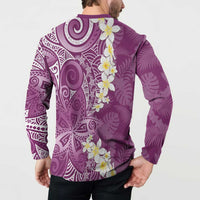 Pink Polynesian Tribal Frangipani Tropical Vibe Button Sweatshirt LT14 - Polynesian Pride