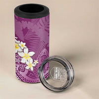 Pink Polynesian Tribal Frangipani Tropical Vibe 4 in 1 Can Cooler Tumbler LT14 - Polynesian Pride