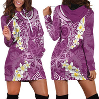 Pink Polynesian Tribal Frangipani Tropical Vibe Hoodie Dress LT14 - Polynesian Pride