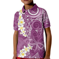 Pink Polynesian Tribal Frangipani Tropical Vibe Kid Polo Shirt